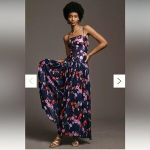 Hutch Imogen Straight-Neck Drop-Waist Maxi Dress